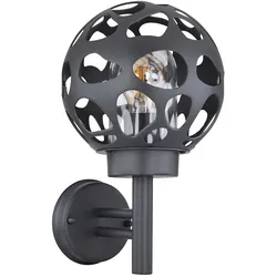 Smart Wandleuchte Kugel Außenleuchte Kugel 20 cm Außenwandleuchte  App Steuerung rund, Loch Design Aluminium anthrazit, RGB LED 8,5W 806Lm, H 32,7 cm