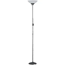 ETC Shop Stehleuchte Stehlampe Deckenfluter Wohnzimmerlampe, Schnurschalter, Metall titanfarben weiß, 1x E27 Fassung, DxH 28x180cm