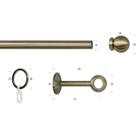GARESA Gardinenstange GARESA "ESPERANCA", gold (antikmessingfarben), L:110cm Ø:16mm, Metall, Gardinenstangen, rustikale Vorhanggarnitur, verlängerbar, Eisen, Endk. Kugel, m. Ringe