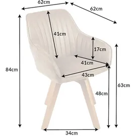 Riess-Ambiente Drehbarer Stuhl LIVORNO champagner greige Samt Buchenholz Esszimmerstuhl Küchenstuhl