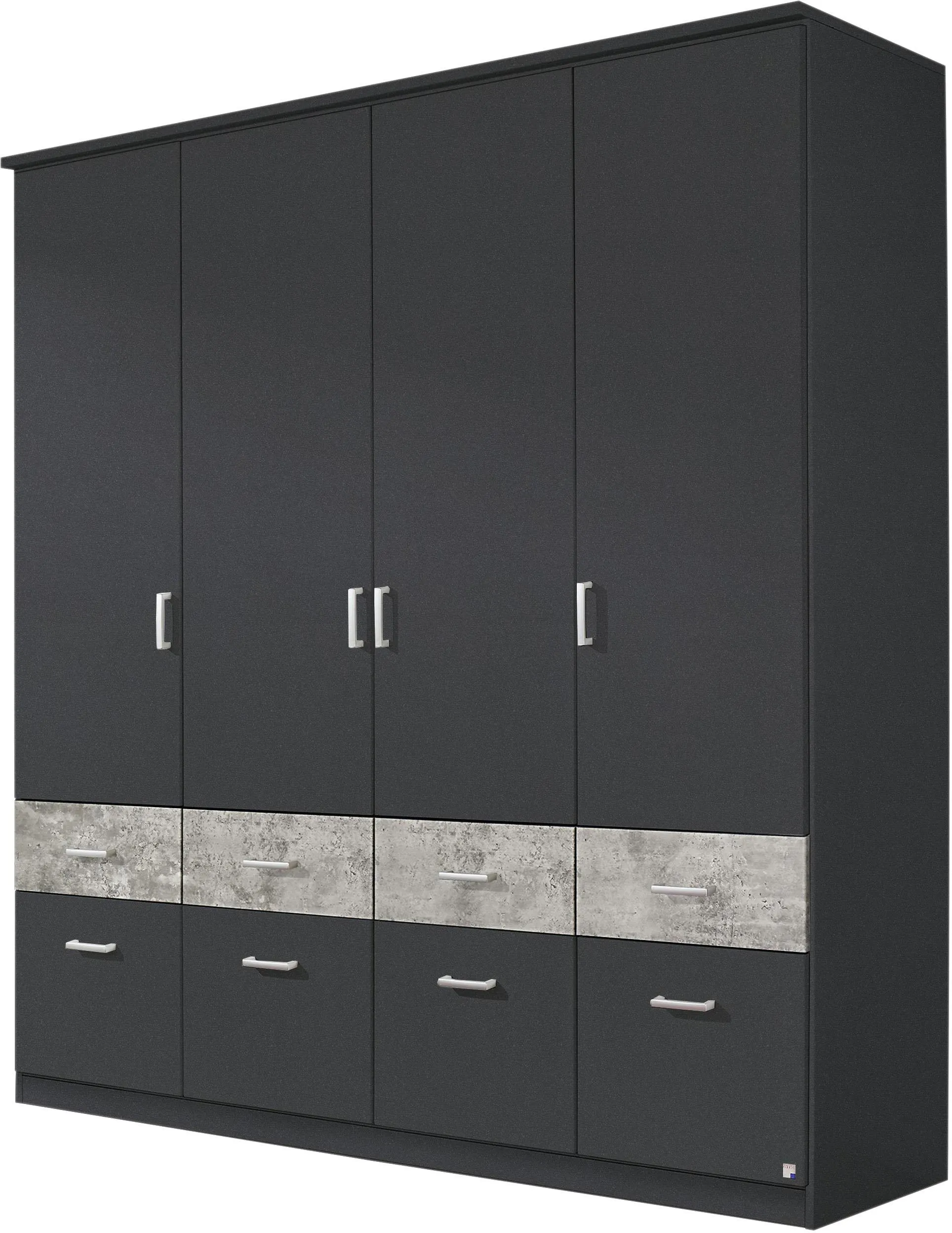 Kleiderschrank RAUCH "Kleiderschrank Schrank Garderobe deckenhoher Schrank BREMEN", grau (graumetallic, betonfarben), B:181cm H:199cm T:58cm, Holzwerkstoff, Schränke, in vielen Farben und Ausführungen MADE IN GERMANY