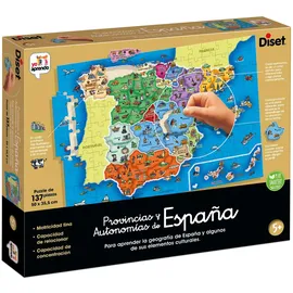 Diset Diset, Provinzen und Autonomien Spaniens, Lernpuzzle zum Erlernen der spanischen Geographie ab 5 Jahren, Mehrfarbig