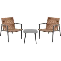 Balkonset PE-Rattan braun 2 Gartenstühle mit Tisch 50x50 cm rustikal Ziria