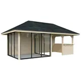 Palmako Pavillon Bianca 16,6 m2 Set 208 Slide - 28 mm hellbraun tauchgrundiert