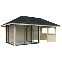 Palmako Pavillon Bianca 16,6 m2 Set 208 Slide - 28 mm hellbraun tauchgrundiert