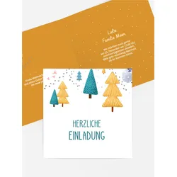 Weihnachtseinladung geschäftlich selbst gestalten mit Spruch und Fotos im Onlinedesigner bei Meine-Kartenmanufaktur.de