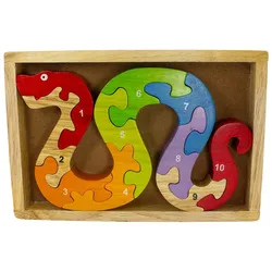 GICO Puzzle 1-10 Zahlen Puzzle Schlange Zahlenpuzzle Kinder 10 -tlg Holz- 2905, Puzzleteile