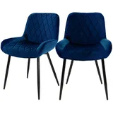 ML-Design 2er Set Esszimmerstühle Wohnzimmerstühle Küchenstuhl Dunkelblau Samt