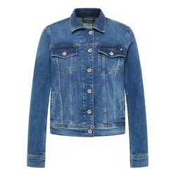 Outdoorjacke MUSTANG "Style Santa Rosa Denim Jacket", Damen, Gr. M, blau (mittelblau), Denim/Jeans, 99% Baumwolle, 1% Elasthan, regular fit, Jacken