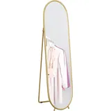 Ovaler Standspiegel 40x160 Cm, Eleganter Goldener Metallrahmen, Standspiegel Für Eingangsbereich, Schlafzimmer, Ankleidezimmer, Großer Spiegel Mit Stabilem Ständer, Innendekoration.