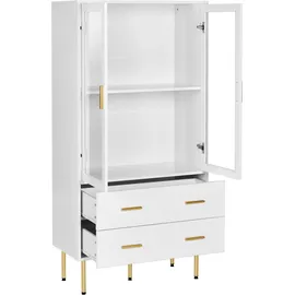 Beliani Vitrine Milora 80 x 40 x 160 cm Weiß/Gold