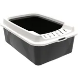 Rotho MyPet Eco Bonnie Katzenklo mit Top-Eingang, schwarz/weiss, recycelt),
