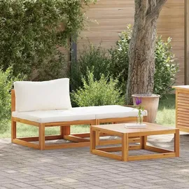vidaXL Garten-Lounge-Set 3-tlg. natur/creme