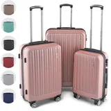 Easy Move ABS Hartschalenkoffer [ERGONOMISCH & SICHER] - Großer Trolley Koffer mit 360° Rädern, Zahlen Schloss - reisekoffer groß, hartschalenkoffer, Luggage (Pink, Set) *