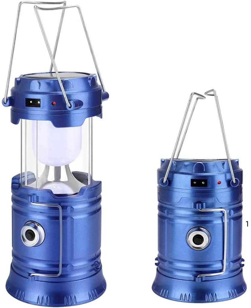 Solar wiederaufladbare LED Laterne für Camping mit Lithiumbatterie,Solar LED Campinglampe,Tragbare Taschenlampe Camping Laterne,USB wiederaufladbar Lampe Wasserdicht Campinglampe,zum Wandern (blau)