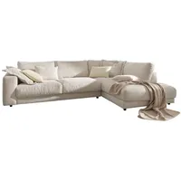 KAWOLA Ecksofa Madeline Cord Recamiere rechts cremeweiß