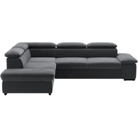 sit&more Ecksofa SIT & MORE "Alcudia L-Form", grau (dunkelgrau), B:272cm H:73cm T:226cm, 98% Polyester, 2% Polyamid, Sofas, Ecksofa, mit Armteilverstellung, optional Kopfteilverstellung und Bettfunktion