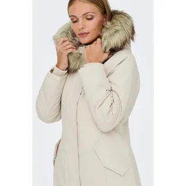 Only Parka "ONLNEWKATY PARKA LIFE OTW CC", Damen, Gr. S, beige (moonbeam detail:nature fur), Web, Obermaterial: 100% Polyester, unifarben, regular fit, Jacken Parka, Kunstfaser