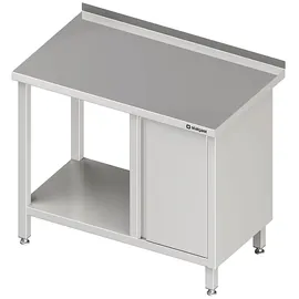 Stalgast Arbeitstisch mit Grundboden, 1200x600x850 mm, mit Flügeltürschrank rechts, mit Aufkantung, verschweißt