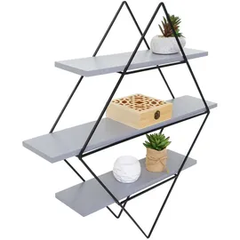 berlinlodge Wandregal rautenförmig 60 x 55 x 12 cm Grau-Blau