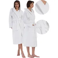 Damen-frottee-bademantel Zum Binden Mit Taschen Und Kapuze, Vienetta M