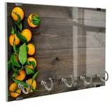 DEQORI Schlüsselbrett 'Orangen auf Holzbrettern', (1 St), Schlüsselhalter Schlüssel Haken Schlüsselboard modern Schlüsselleiste braun|orange