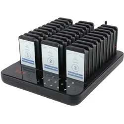 Restaurantrufsystem / Beeper / Pager, 30 Scheiben und 1 Senderbasis, Reichweite 400 m