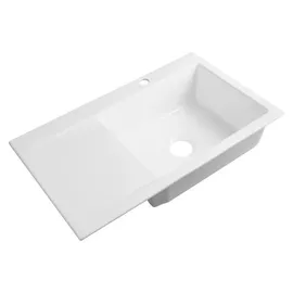 Sapho Avoria rechts Keramikspüle Weiß + Handbetätigung 860 x 510 mm
