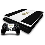 Head Case Designs Offizielle Juventus Football Club Schwarze Streifen Kunst Vinyl Haut Gaming Aufkleber Abziehbild kompatibel mit Sony Playstation 4 PS4 Slim Console and DualShock 4 Controller