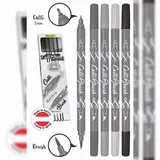 ONLINE USV-Systeme ONLINE® Calli.Brush Double Grey Brush-Pens farbsortiert, 5 St.