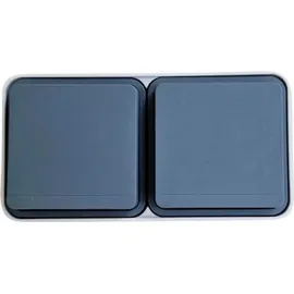 Berker 47753525 Steckdose 2fach waagerecht mit Klappdeckel, 4 Schieber, W.1,grau