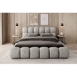 Fun Möbel Polsterbett Bett AURELIA 180x200cm in Stoff Aprodite Grau