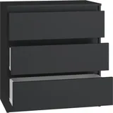 Onlywood - Kommode Schrank Tisch 3 Schubladen Malwa M3 Farbe Schwarz für Zuhause fürs Büro