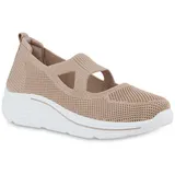 VAN HILL 21718937 BK258 Damen Sportschuhe Khaki 37 Slip-On Sneaker Damen Slip Ons Sportschuhe Sportliche Strick Profil-Sohle grün 37 EU