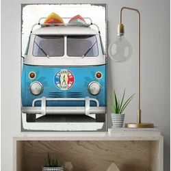 queence Metallbild »Biarritz Surf Bus«, Auto-Autos, (1 St.), Stahlschilder queence Farbe Bild(er): weiß