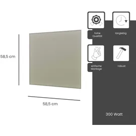 Fenix Infrarotheizung ECOSUN Glasheizung 300W 58,5 x 58,5 x 3,9cm), Basalt