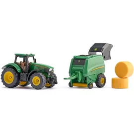 Siku 1665 - John Deere Traktor mit Ballenpresse 1:55