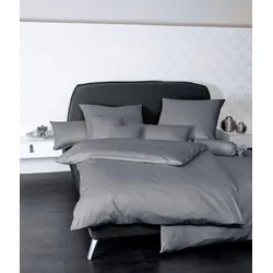 Bettwäsche JANINE "Colors 31001", grau, B/L: 240cm x 220cm, B/L: 80cm x 80cm & 80cm x 80cm (2 St.), Mako-Satin, B/L: 80cm x 80cm & 80cm x 80cm, Mako-Satin, Obermaterial: 100% Baumwolle, Bettwäsche, feinfädige uni Bettwäsche für alle Jahreszeiten, Markenreißverschluss
