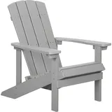 Beliani Gartenstuhl Hellgrau Kunstholz breite Armlehnen Muskoka Adirondack Stil Terrasse Outdoor