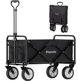 LifeGoods Bollerwagen Faltbar Kinder - Handwagen - Gartenwagen - Transportwagen Klappbar - Strandwagen - Strand - Klappbarer - Bis Zu 70Kg – 94L– 98x45cm – Schwarz