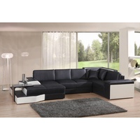 JVmoebel Ecksofa, XXL Design Big Sofa Ecksofa Couch Wohlandschaft U Form Leder schwarz|weiß