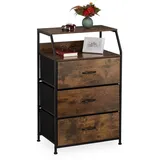 Relaxdays Kommode 3 Schubladen Braun,Schwarz