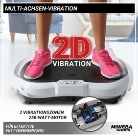 MIWEBA Sports Vibrationsplatte MV100 2D-Vibration, Bluetooth, 99 Stufen, 10 Programme, 250 Watt (Grau)