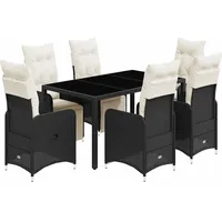 vidaXL Garten-Bistro-Set 7-tlg. Schwarz