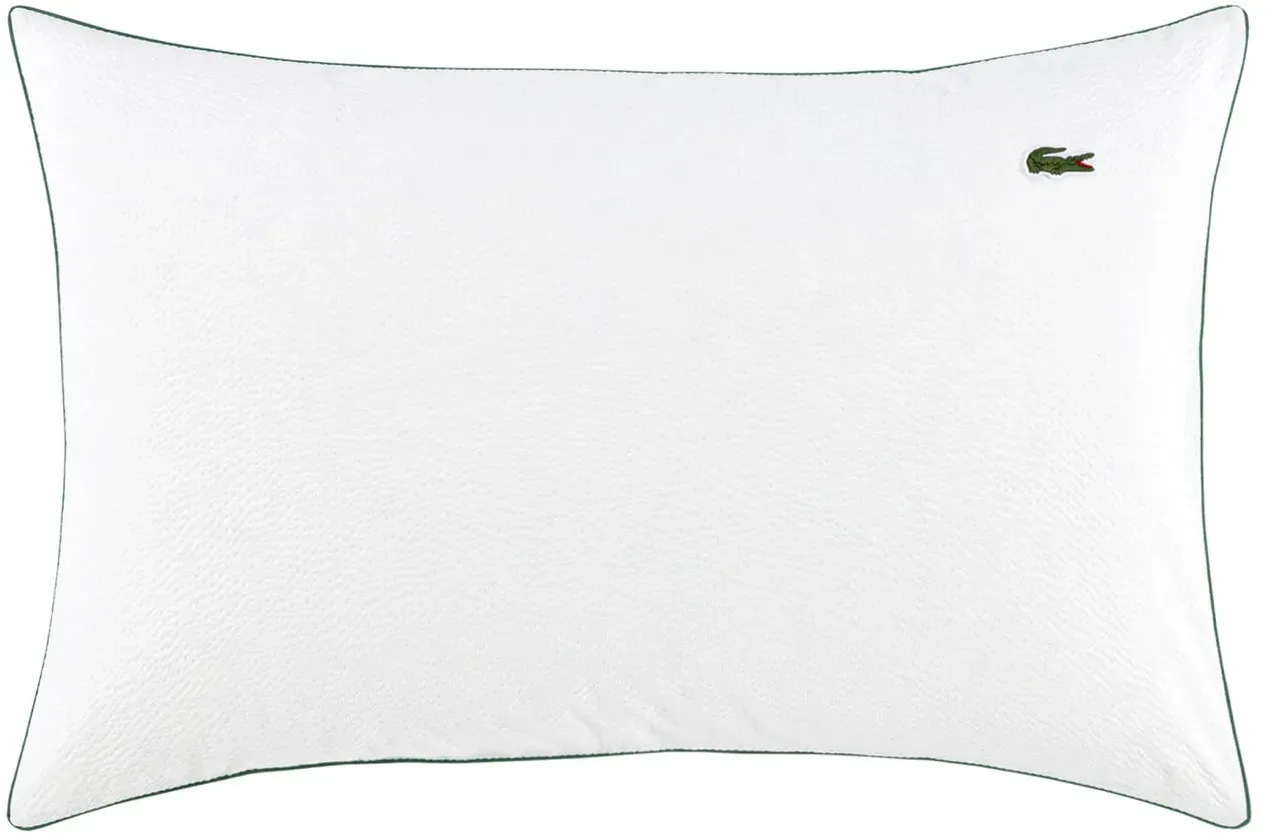 Lacoste Seersucker Bettwäsche Tamis blanc Kissenbezug einzeln 40x80 cm - weiß