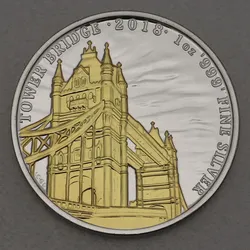 Silbermünze 1oz Tower Bridge 2018 (vergoldet) Landmarks of Britain (Großbritannien)
