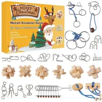LuxusKollektion Spielzeug-Adventskalender Adventskalender Knobelspiele 2024 Metall Holz 3D Puzzle Kinder bunt