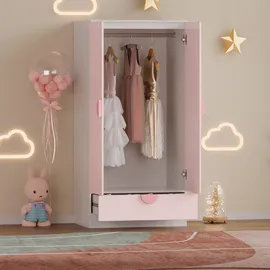 [en.casa] Kinderkleiderschrank Sandnes 123 x 60 x 40 cm Rosa