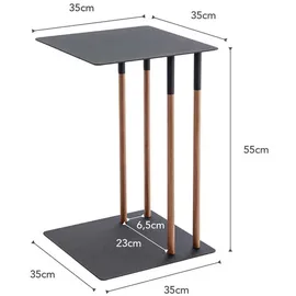 Yamazaki Beistelltisch, Schwarz, Metall, Echtholz, U-Form,L-Form, 35x55x35 cm, Wohnzimmer, Wohnzimmertische, Beistelltische