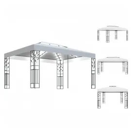 vidaXL Pavillon 3 x 4 m weiß inkl. Doppeldach & LED-Lichterkette